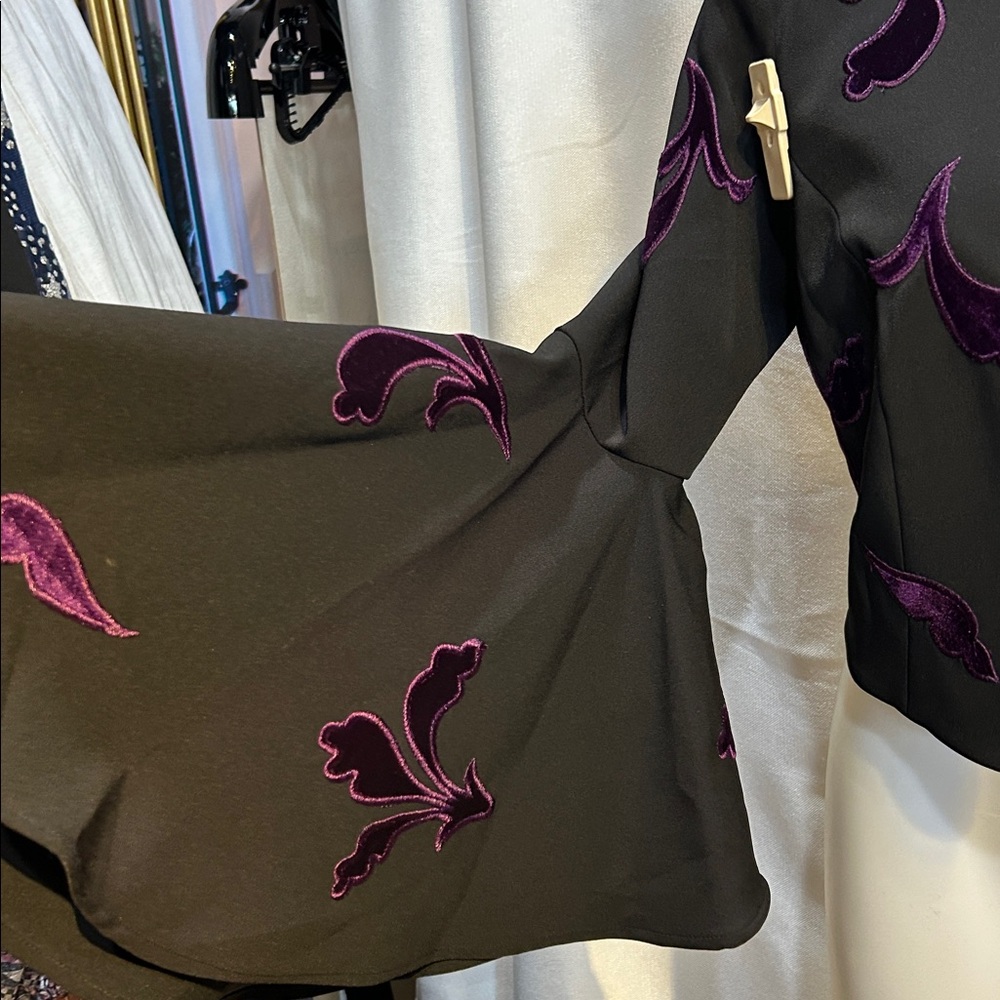 Alberto Makali Black Jacket with Purple Velvet Appliqués - Picture 2 of 6
